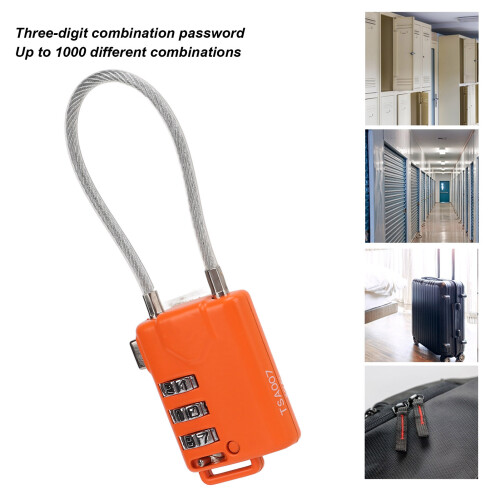 TSA Approved Orange 3-Digit Resettable Luggage Lock, 3mm Diameter 2
