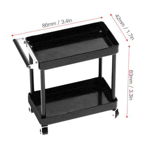Mini 2-Tier Metal Tools Storage Trolley for 1/8-1/16 Scale RC Models 1