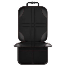 Universal Kids Car Seat Protector - Waterproof Rear Seat Cover with Kick Mat & Door Guard Machine Washable Black
