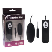 Dual Egg Bullet 10-Mode Vibrator Vagina or Anal Butt Plug Male Female Adult Sex Toys for Men Women Couples (Black)