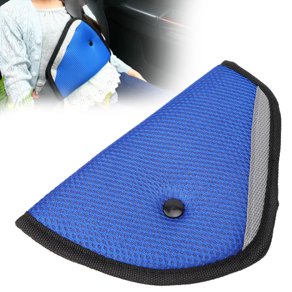 Comfortable 3Pcs Triangular Mesh Car Belt Adjuster Pad Blue 9431362011174