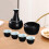 Sake Set with Heating, Cups And Bottle for Traditional Beverage, black 3