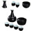 Sake Set with Heating, Cups And Bottle for Traditional Beverage, black 2