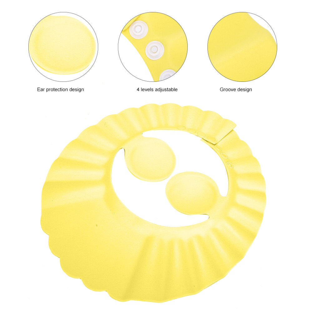 Yellow Baby Shower Shampoo Hat - Silicone Sunshade, Ear Protection, 17Cm