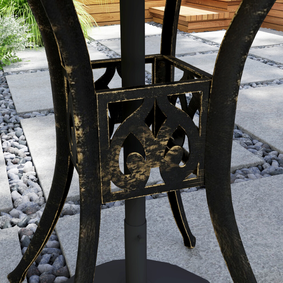 Outdoor Round Garden Table 78 cm with Parasol Hole - Durable Cast Aluminium in Bronze Finish-image-OPC-PMZQZ86-NEW