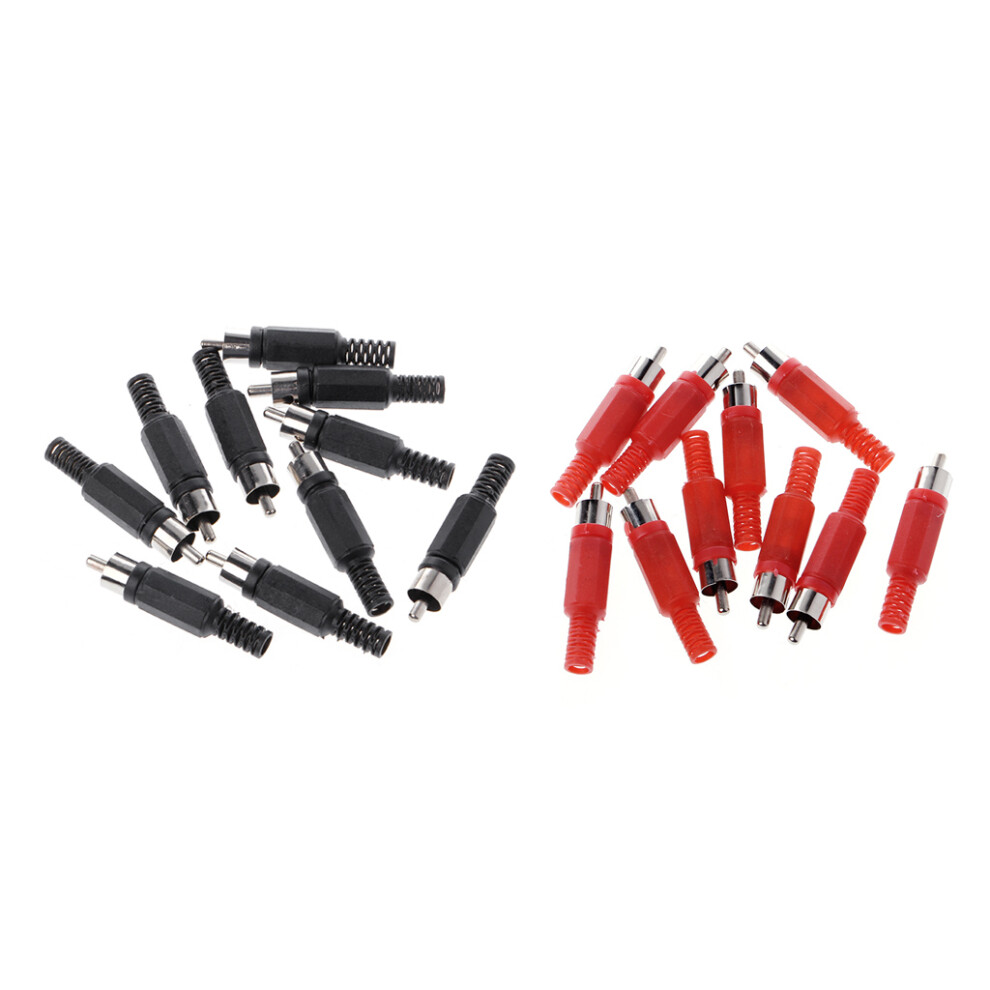 20 Pcs Solder Rca Male Plug O Video Adapter-Other Black/Red 7732000148996