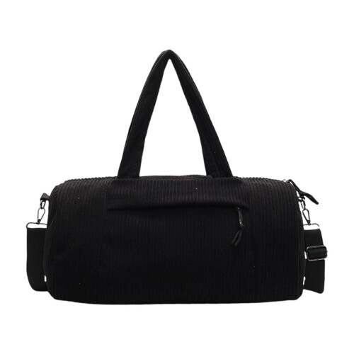 Multipurpose Workout Bag Corduroy Fabric Oversized Gym-Black