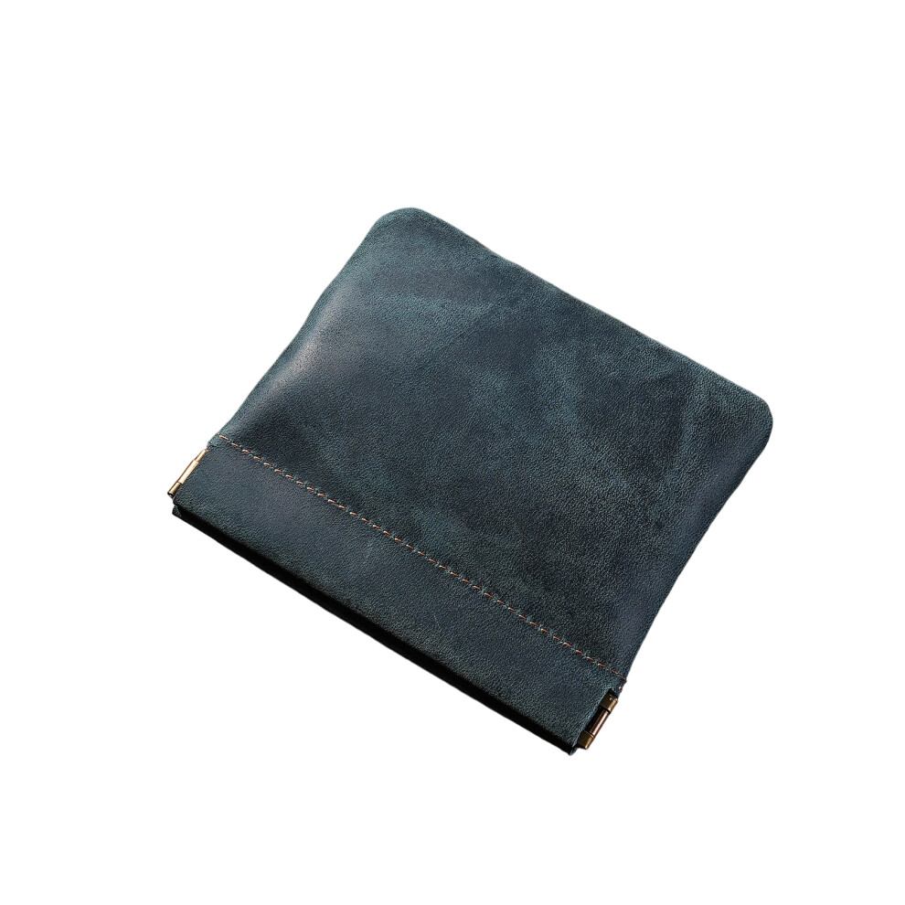 Squeeze Closure Pu Leather Coin Purse Small Wallet- Dark/Blue 7754000353040