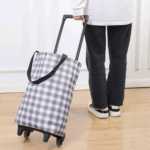 Adjustable Height Foldable Trolley Cart With-white flowers 2