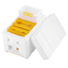 Harvest Bee Pollination Box, White Washed Stain, Temperature Control for Garden Use, 9.45 Inch Beekeeping Tool