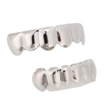 Shiny Brass Hip Hop Teeth Accessory for Halloween Gift, Gold/ Silver/ Rose Gold/ Black