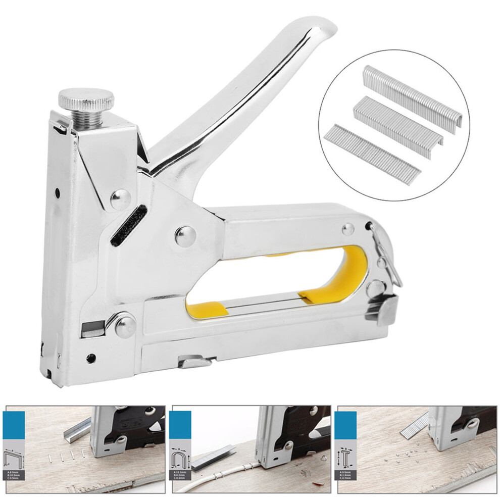 Silver Hand-Operated Framing Stapler Nailer 3-Use Manual Hardware Tool 7891362027681