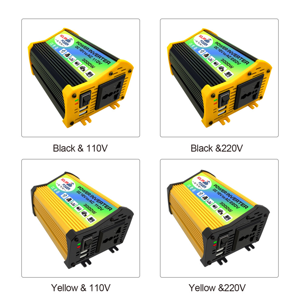 3000W Modified Sine Wave Inverter 12V To 220V With Dual Usb Black 3271362029283