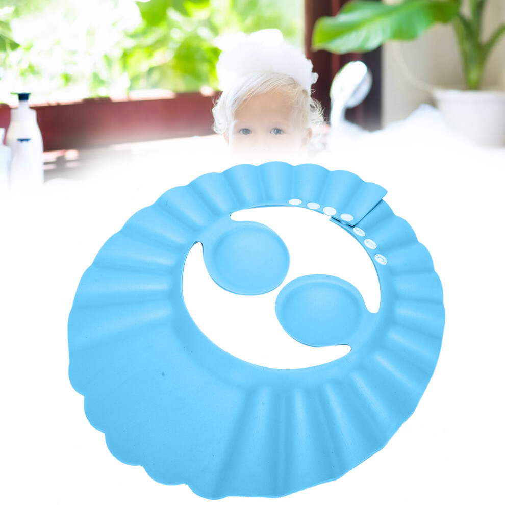 Blue Baby Bathtime Sunshade Hat Silicone Ear Protection Shower Cap For Kids