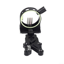 5 Pin Compound Bow Sight with Adjustable Pin Spacing and Luminous Aperture, Aluminum Alloy Archery Sight with Built-in Spirit Level for