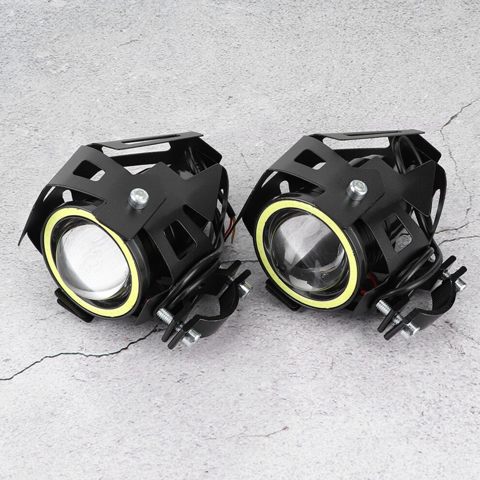 2Pcs 12V 30W U7 Led Angel Eyes Spotlight Ip68 Motorcycle Headlamps White 4281362033226
