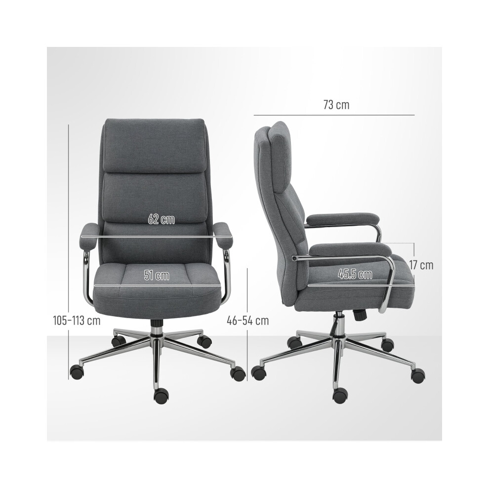 Executive Office Chair Linen Fabric with Double-Layer Back Cushion Tilt & Height Adjustable Charcoal Grey-image-OPC-PMZRF79-NEW