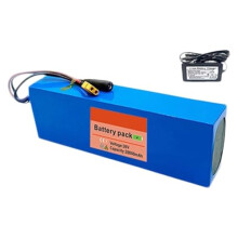 36V 20Ah Lithium Ion Battery Pack with BMS, Waterproof PVC, Includes Charger, Rechargeable for Ebike SM