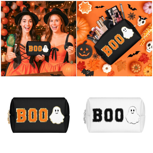 Halloween Makeup Bag Large Capacity Storage Bag Toiletry-White 2