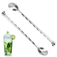 Vridet spiralmönster, blandningssked i rostfritt stål med professionellt bartendingverktyg för enkel cocktailblandning och lager av drycker,