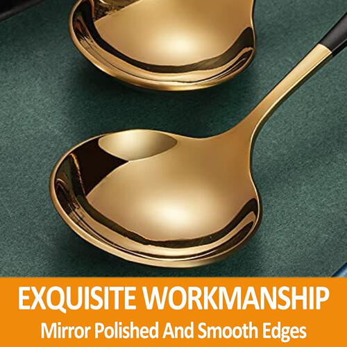 Unique Style Elegant Soup Spoons, Stainless Steel Classic Pattern for Modern Comfortable Dining 2