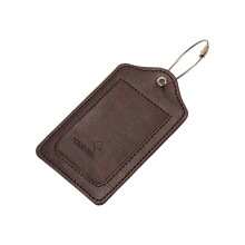 Quick Attach PU Travel Label Metal Hook Design-Coffee color
