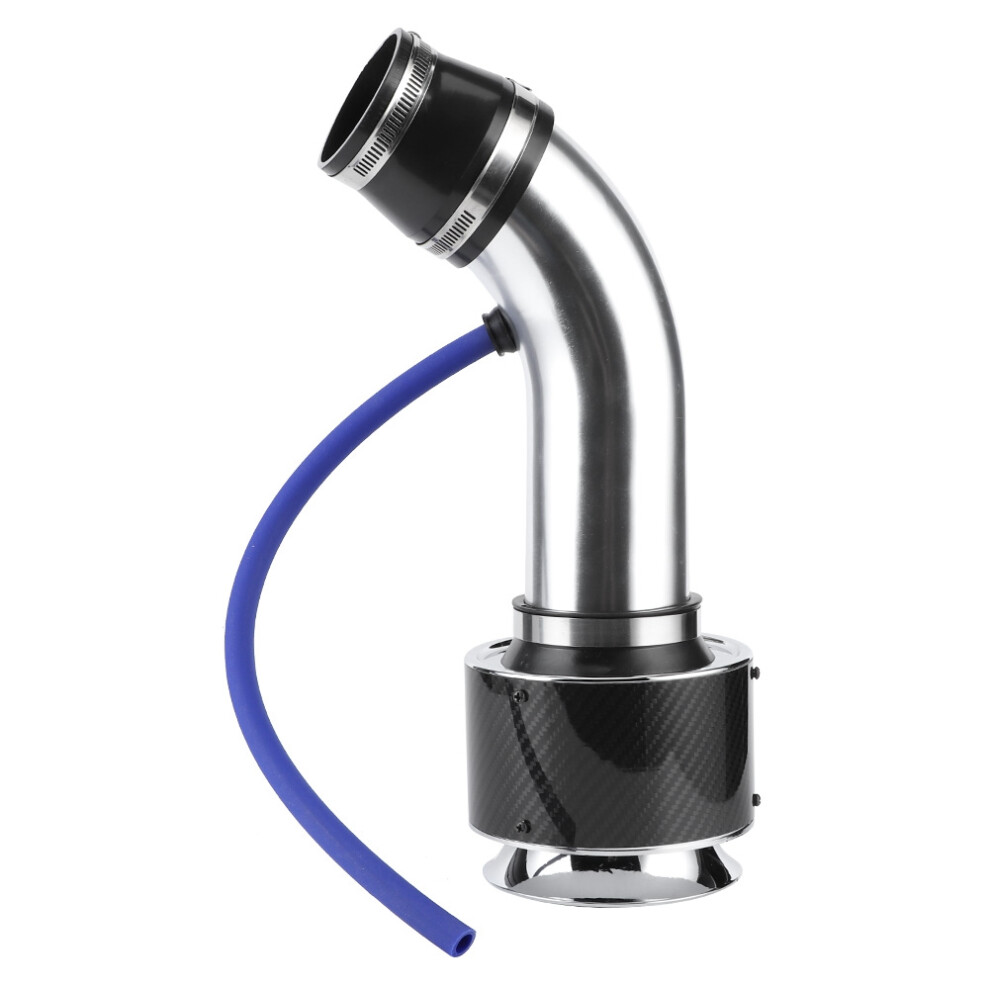 Carbon Fiber Style 76Mm Aluminum Cold Air Intake Filter Kit Small Size Silver 9321362041335