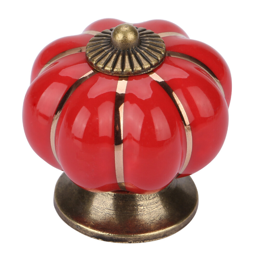 Elegant Red Ceramic Pumpkin Knobs For Cabinets & Drawers - European Style 7671362041647
