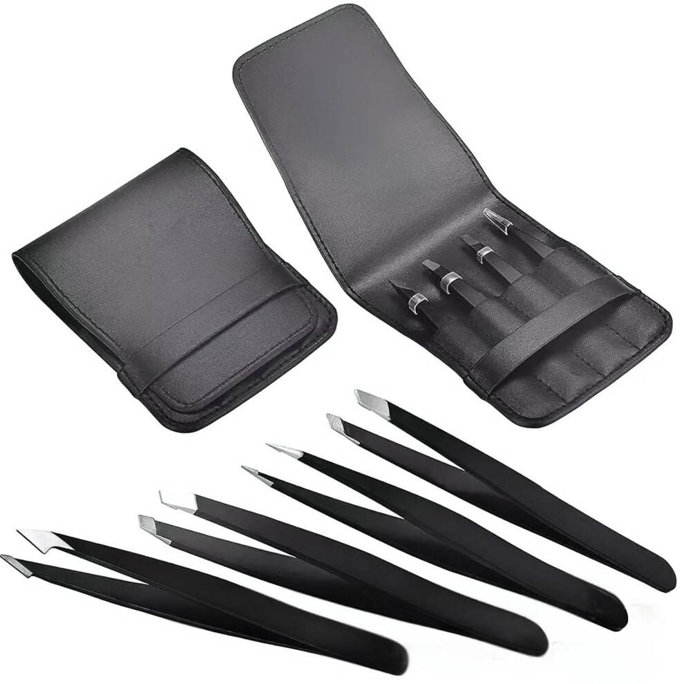 4Pcs Tweezer Set Precisions Stainless Steel Eyebrow Tweezers for Facials Hair Inward Growing Hair Splinters Remover Kits