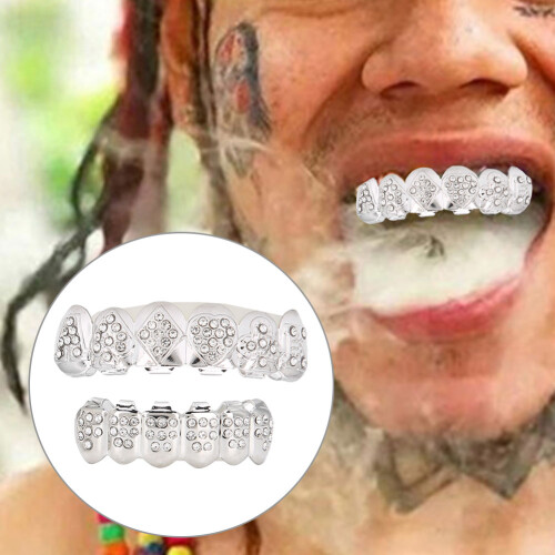 Teeth Set Hip Hop Prop Teeth Accessory - Gold/Silver Halloween Gift 2