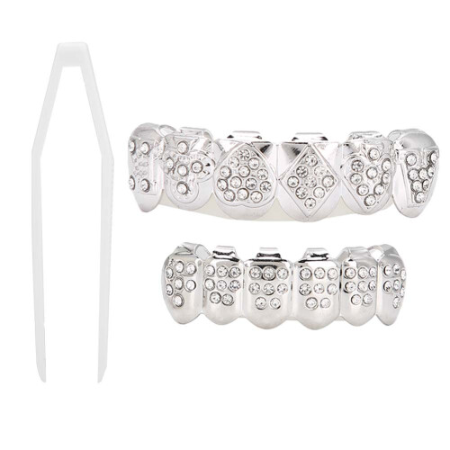 Teeth Set Hip Hop Prop Teeth Accessory - Gold/Silver Halloween Gift 1