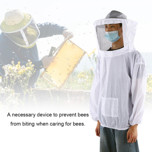 Breathable White Beekeeping Suit with Veil, Polyester, 239g