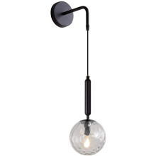 Lampada da parete a globo, adatta per interni ed esterni, elegante, nera traslucida con cupola in vetro trasparente, altezza regolabile per cucina e