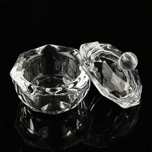 Tigela para Misturar Unhas Acrílicas, Recipiente de Vidro Cristalino para Pó e Líquido Acrílico, Kit Transparente com Tampa, Design Requintado