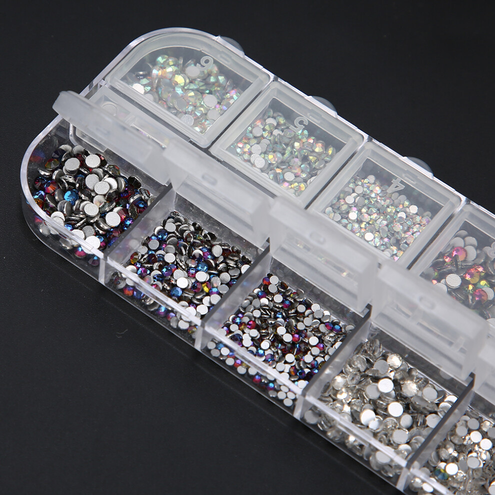 12 Grids Nail Art Rhinestones - DIY Glitter Beads for Manicure, 4#