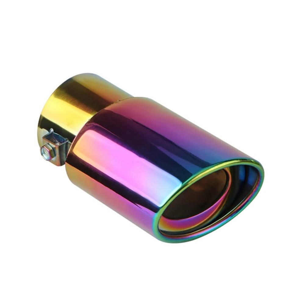 Car Exhaust Tail Pipe 1Pcs 2.5" Inlet Car Exhaust Muffler Tip Pipe Stainless Steel Chrome Trim Rear Tail Throat(Neon Chrome Straight) 9067246758226