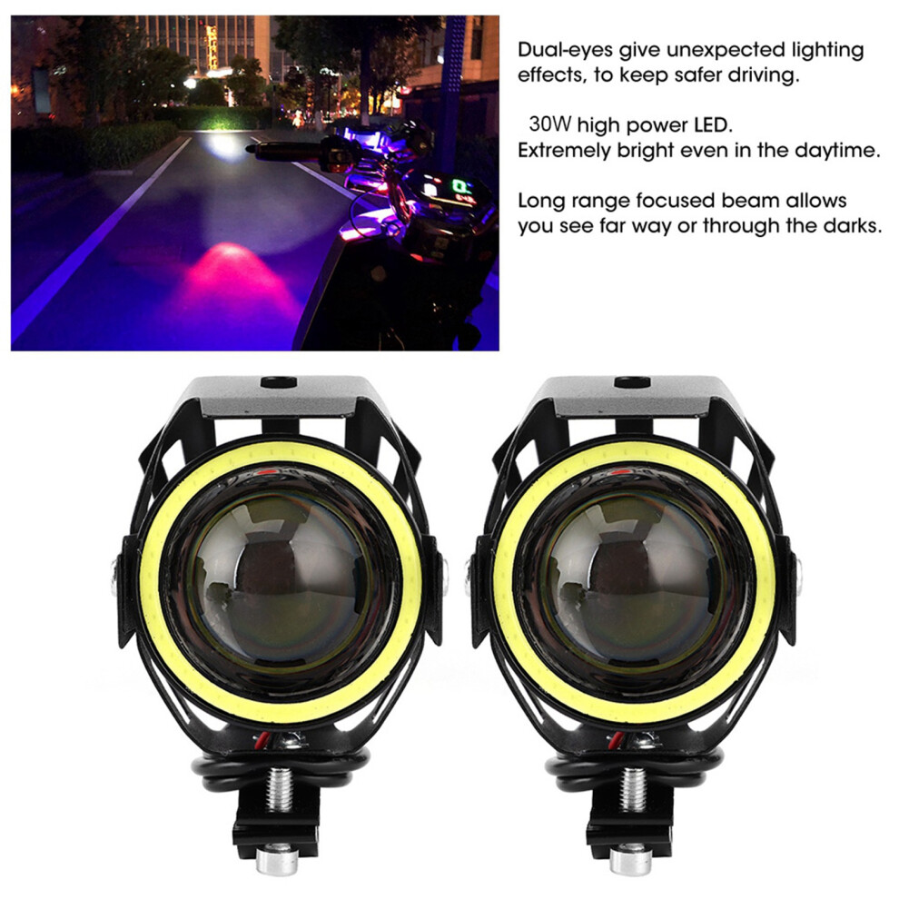 3000Lm U7 Led Angel Eyes Motorcycle Headlamp 12V Spotlight White 3551362052840