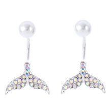 Fishtail Shape Earrings Simple Rhinestone Earring Temperament Imitation Pearl Jewellery for Girls Lady Durable and Useful