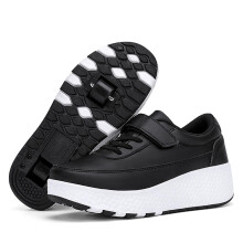 Roller Skate Shoes for Boys and Girls Kids Fashion Sneakers Skating Shoes with Detachable Wheel 13 UK Child Black