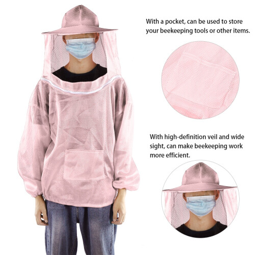 Professional Beekeeping Protective Jacket, Pink, Size M 2
