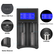 Schwarches tragbares LCD-Akkuladegerät für AA, AAA, 18650, 26650 Li-Ion, Ni-MH
