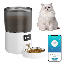 Wifi Automatic Pet Feeder, Smart Cat and Dog Food Dispenser, 4 Liter Small Cat and Dog Feeder with App Control (White 4L)