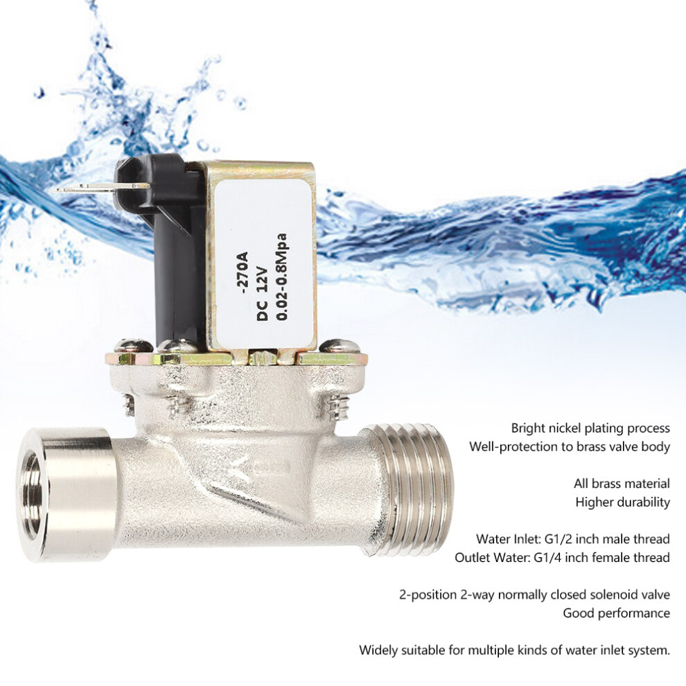 2-Way Brass Water Pressure Valve Fpd-270A Dc12v, G1/2 G1/4 8011362057641