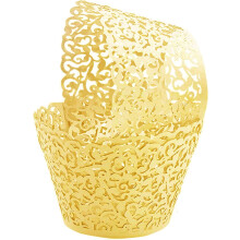 Kunstpapir cupcake wrappers, 50 stk. perleblondeudskæring, elegant design til bryllupsdekoration, nem montering, ikke varmebestandig, velegnet til