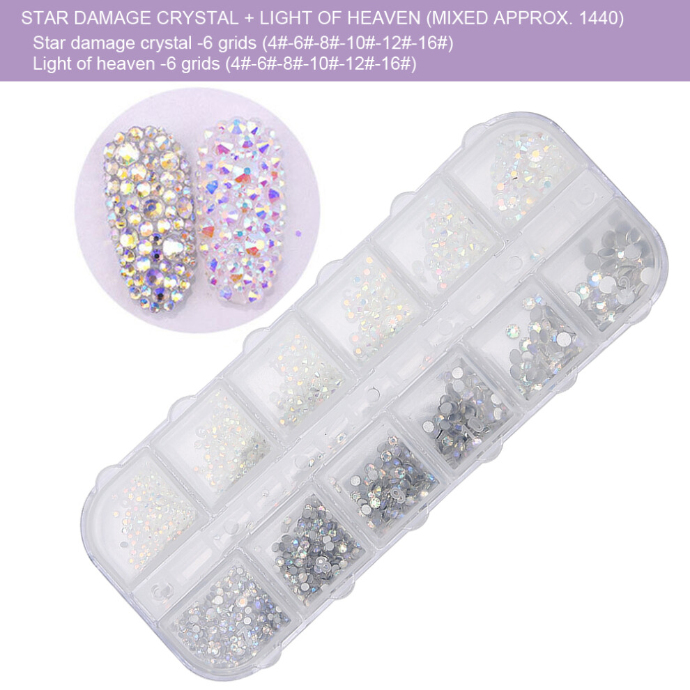 Colorful AB Crystal Nail Rhinestones 1440pcs Flatback Glass Decor