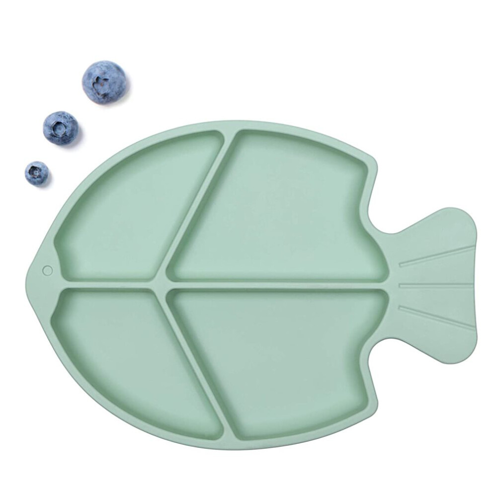 Non Toxic Food-Grade Silicone Baby Plate, Strong Suction Bottom For Stable Feeding, 4 Sections Toddler-Friendly Divided Sections, Bendable Unbreakable