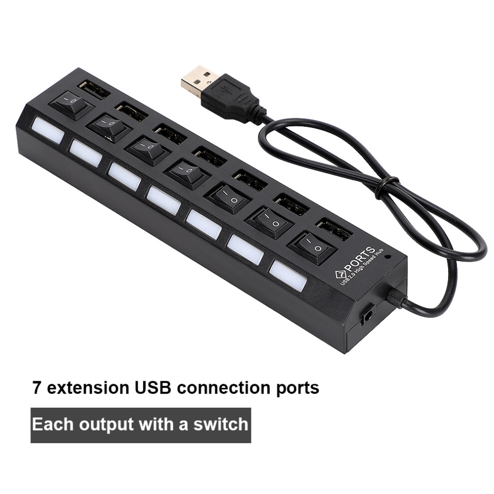 7-Port Usb Hub Docking Station 480 Mbps Data Transfer Black 4621362066334