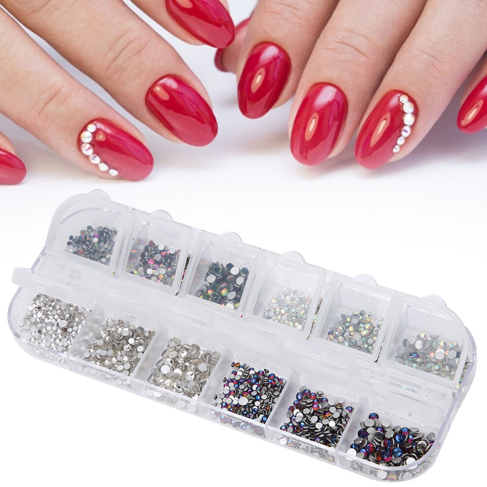 12 Grids Nail Art Rhinestones DIY Glitter Beads - Glass, 4#