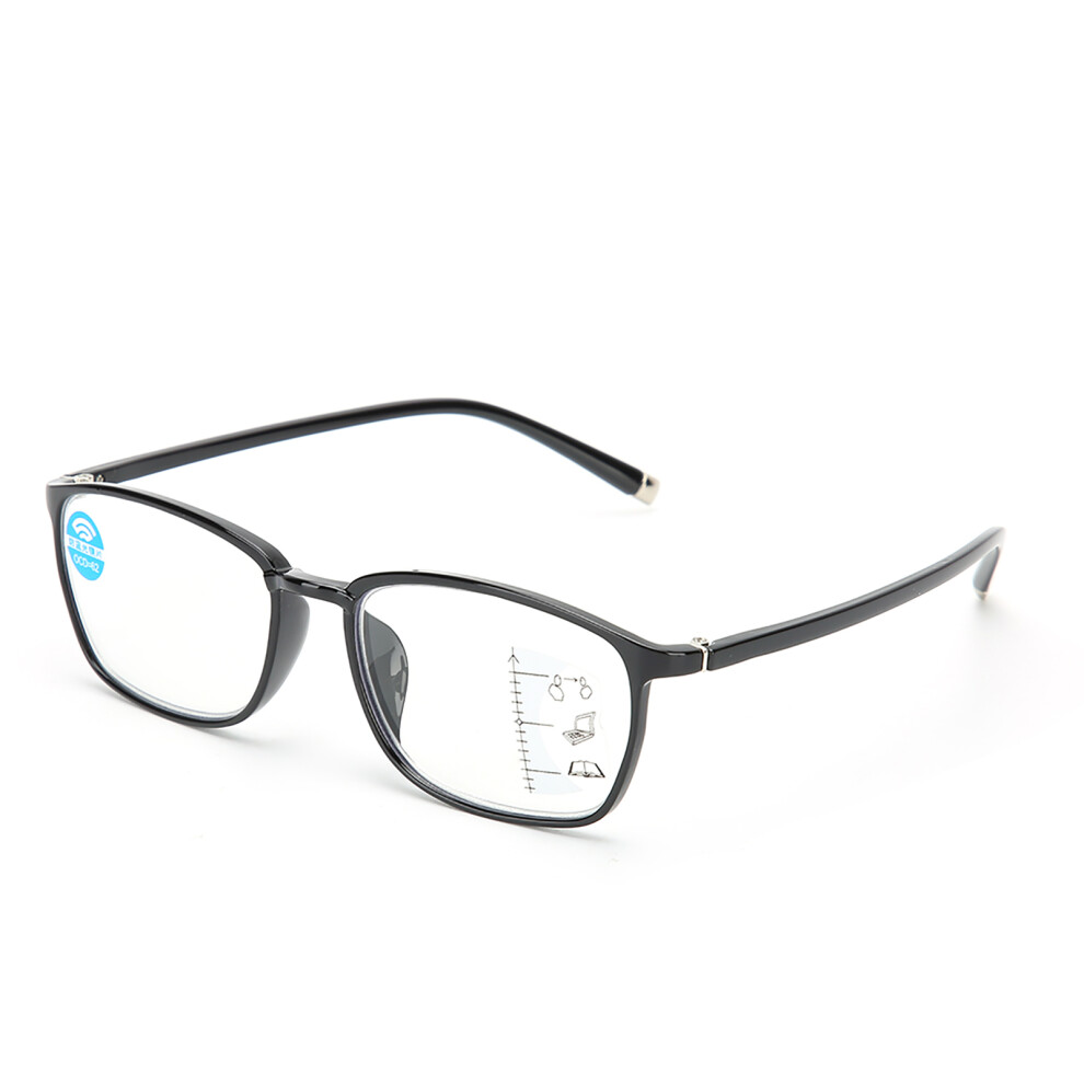 Black/Blue Unisex Multifocal Reading Glasses +250 Ray Block Presbyopic