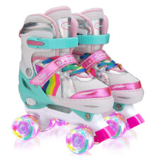 Roller Skates for Kids With Light Up Wheels Roller Skates Adjustable Size Comfortable and Breathable Skates for Girls Boys Pink Purple Pink M(UK1-4)